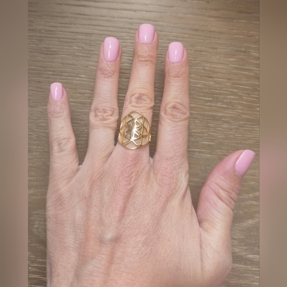Beautiful Geometric Stainless Steel Ring Size 7